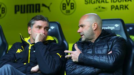 Sportdirektor Michael Zorc und Trainer Peter Bosz werden im Winter wohl keine neuen Offensivkräfte für Borussia Dortmund holen