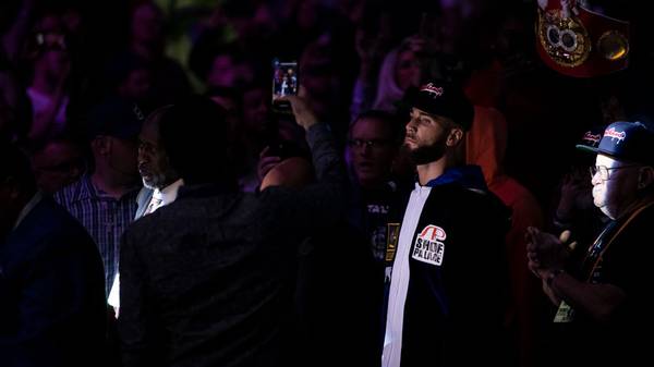 NASHVILLE, TN - FEBRUARY 15:  Caleb Plant walks to the ring before his IBF world super middleweight championship bout against Vincent Feigenbutz of Germany at Bridgestone Arena on February 15, 2020 in Nashville, Tennessee. Plant defeated Feigenbutz by TKO during the tenth round. (Photo by Brett Carlsen/Getty Images)