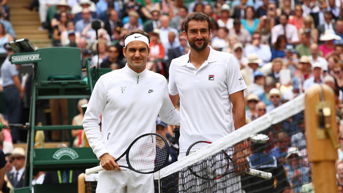 Und sie sind die Protagonisten: Roger Federer (l.) und Marin Cilic duellieren sich um den dritten Grand-Slam-Titel des Jahres. SPORT1 zeigt die Bilder zum Wimbledon-Finale