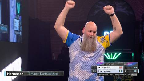 Ein völlig verrücktes Darts-Match endet mit einer Mega-Sensation. Andreas Harrysson gewinnt gegen Ross Smith, der immer wieder von der Ally Pally Wespe belagert wurde.