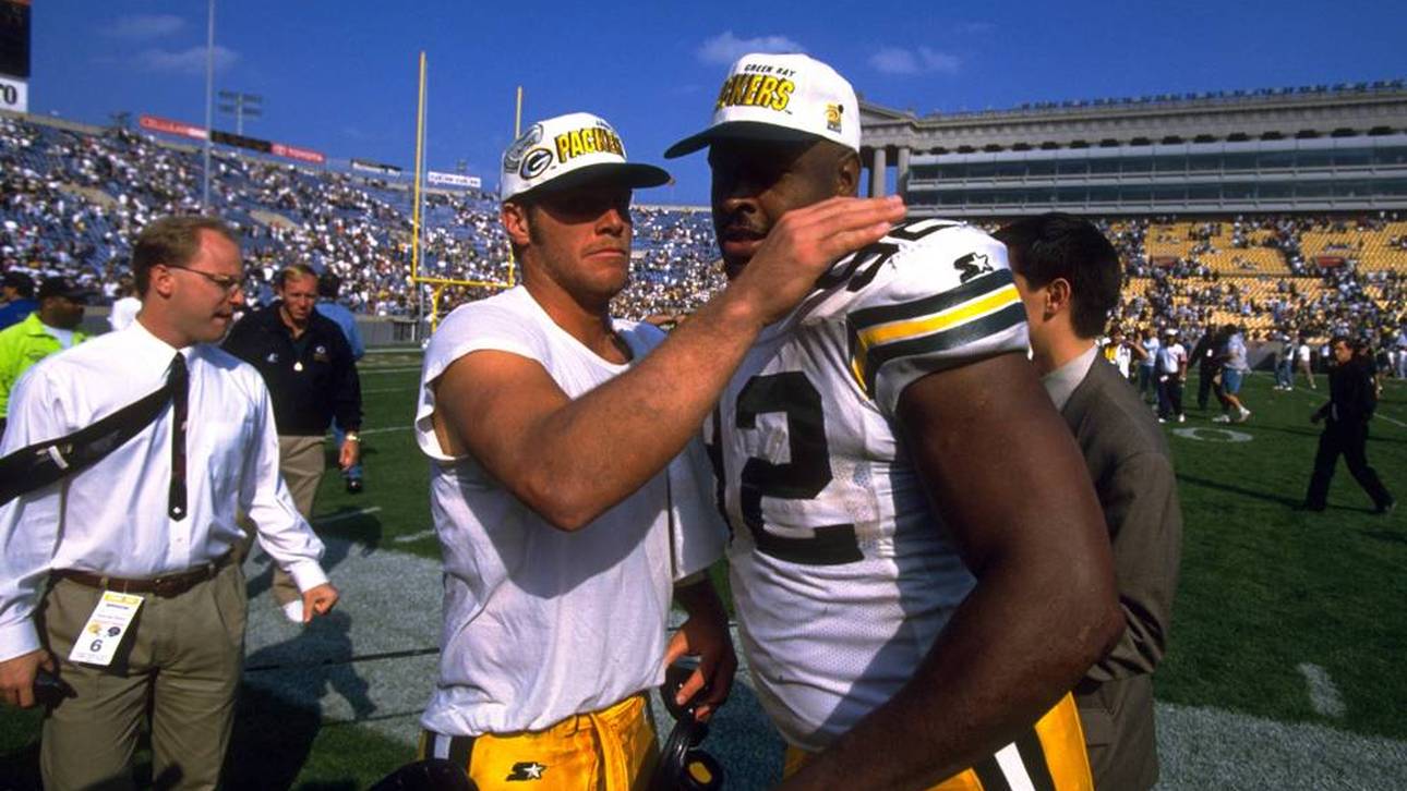 Reggie White (r.) gewann mit Quarterback Brett Favre (l.) den Super Bowl 