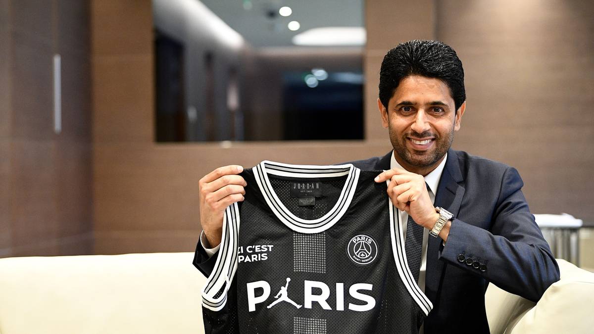 PSG-Präsident Nasser Al-Khelaifi feiert den Deal mit Jordan: "Wir sind jetzt eine der drei größten Marken in der Fußball-Welt"