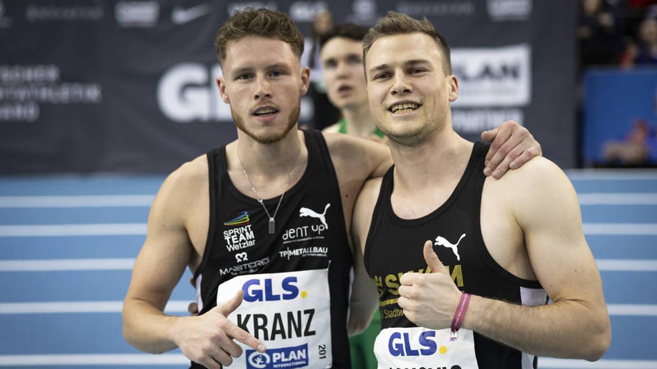 Kevin Kranz (l.) ließ Aleksandar Askovic bei der Hallen-DM in Leipzig hinter sich