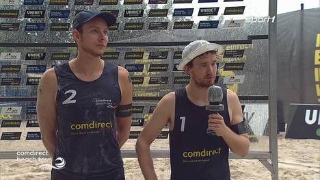 Lars Flüggen und Nils Ehlers müssen ihr Viertelfinale vorzeitig abbrechen und erklären die Vorsichtsmaßnahme im Interview.