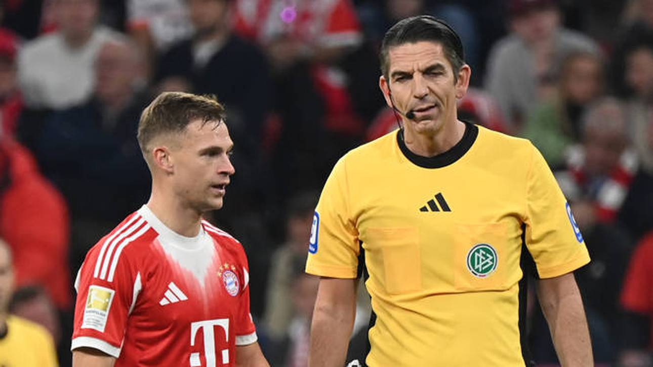 Deniz Aytekin (r., mit Joshua Kimmich) pfiff zuletzt den Bundesliga-Kracher Bayern gegen Leverkusen 