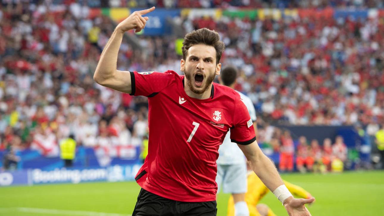 Kvicha Kvaratskhelia nach seinem 1:0 gegen Portugal