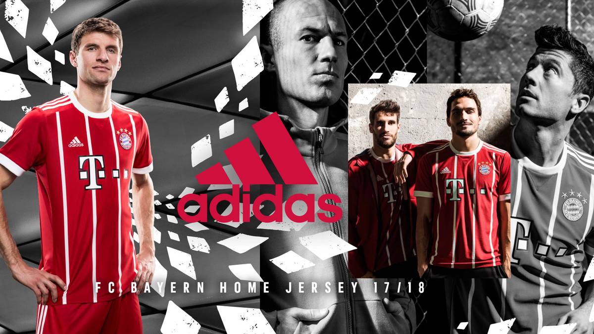 Auffällig: Das neue Jersey fällt auf durch markante weiße Längsstreifen auf dem typischem FC Bayern Rot