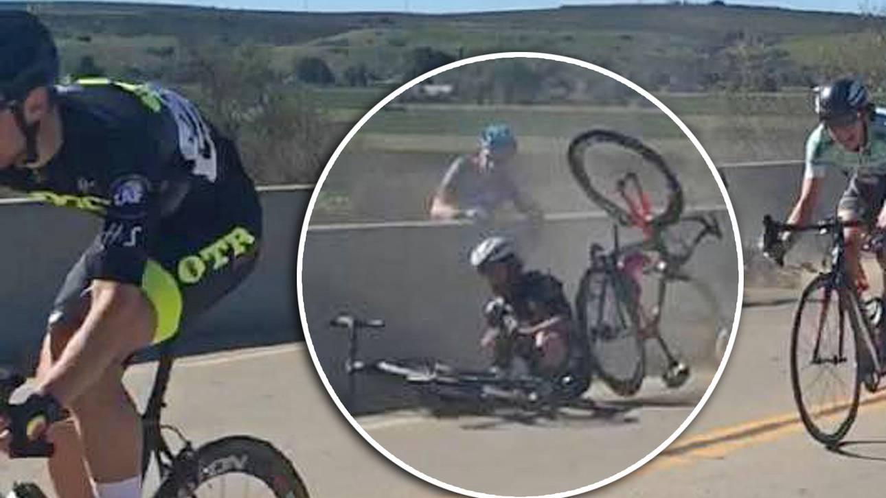 Radfahrer hängt nach Sturz an Brücke