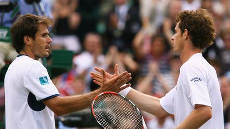 Tommy Haas (l.) und Andy Murray während des Wimbledon-Turniers 2008