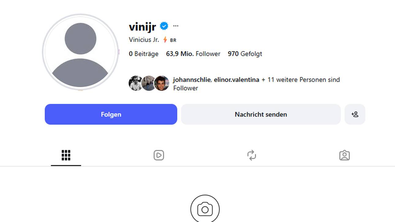 Auf dem offiziellen Instagram-Account von Vini Jr. sind derzeit keine Bilder mehr zu finden