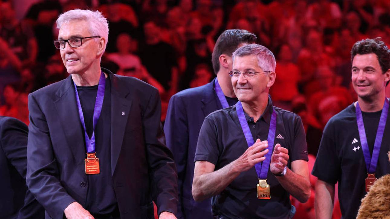 Gordon Herbert und Herbert Hainer nach der Meisterschaft 2025