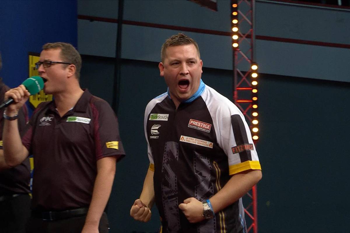 Chris Dobey gelingt bei der European Darts Championship der erste Big Fish - mit Ankündigung von SPORT1-Experte Robert Marijanovic.