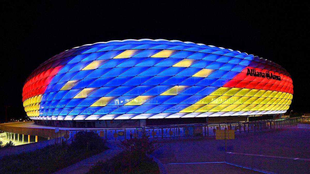 Die Allianz Arena schon im EM-Look: Auch in München soll 2024 gespielt werden