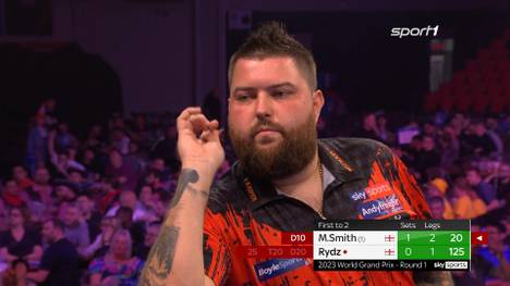 Der Weltmeister Michael Smith siegt gegen Callan Rydz mit 2:0 und steht im Achtelfinale des Darts World Grand Prix.