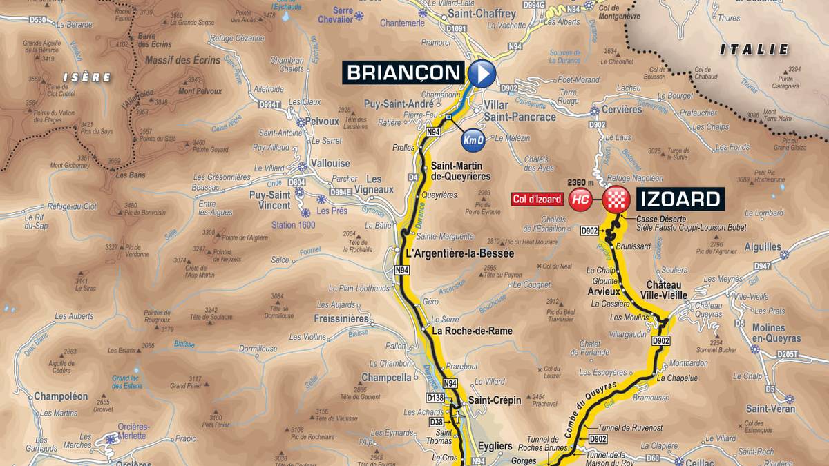 18. ETAPPE: Briancon - Izoard, 179,5 km. Die Bergankunft auf dem Col d'Izoard mit seiner berühmten "Casse Deserte" wird für spektakuläre Bilder und große Kämpfe auf dem Rad sorgen