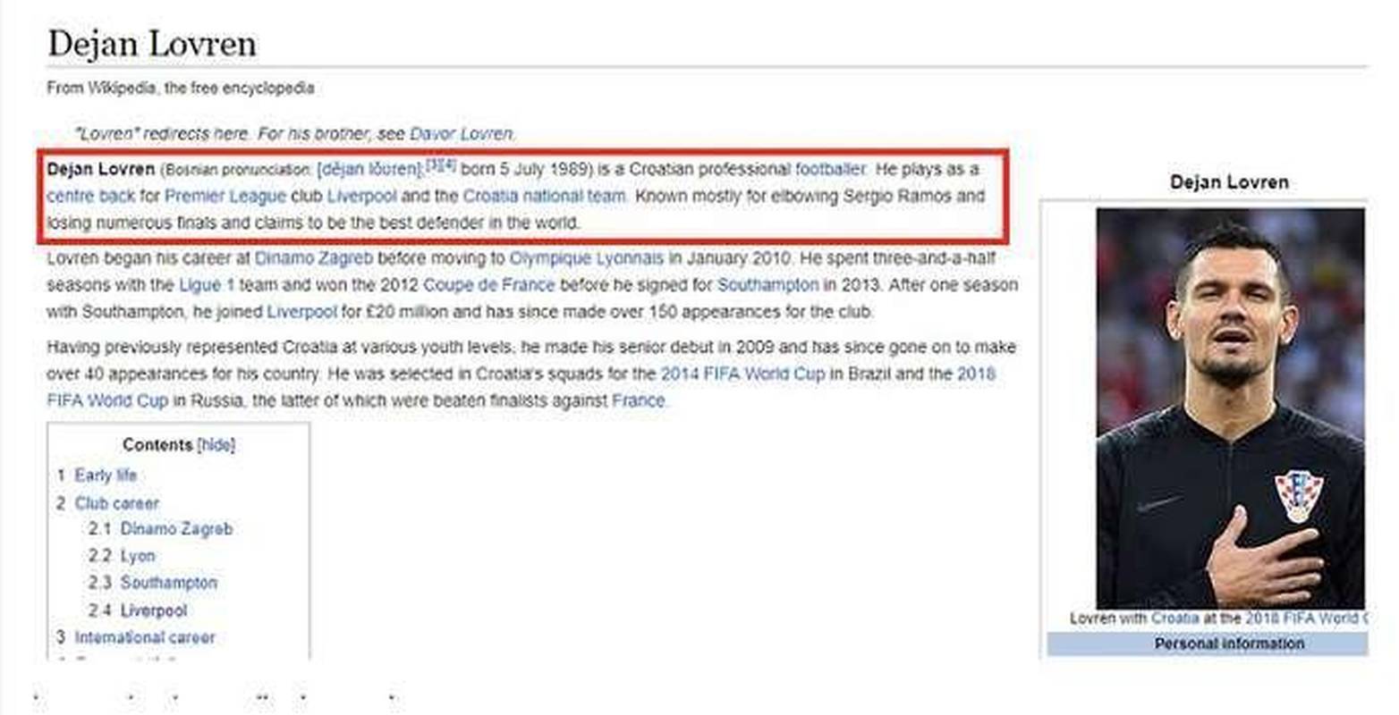 Sergio Ramos Fans Andern Wikipedia Eintrag Von Dejan Lovren