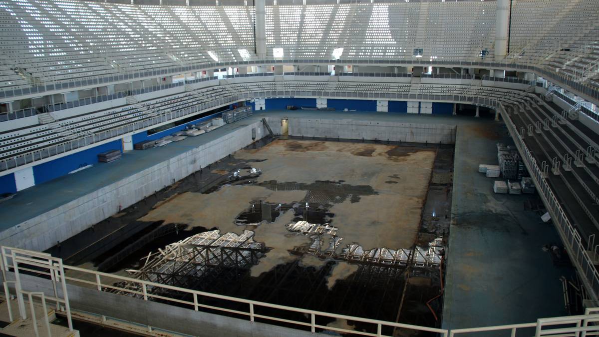 Kaum vorstellbar, dass hier vor einem halben Jahr noch unter anderem US-Schwimmstar Michael Phelps glänzte