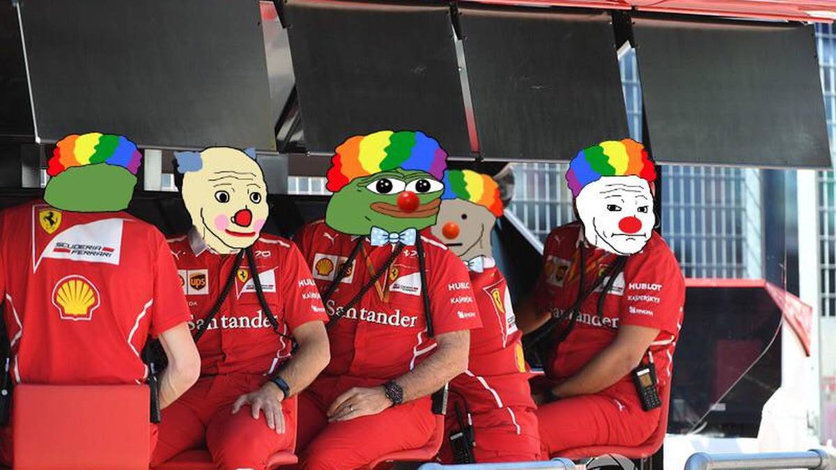 Die Karikatur der Ferrari-Clowns ging beim Spanien-GP erneut durch das Netz