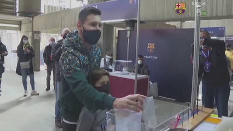 Der FC Barcelona wählt einen neuen Präsidenten. Neben den Mitgliedern stimmen auch die Spieler ab - Lionel Messi kommt mit seinem Sohn an die Wahlurne.