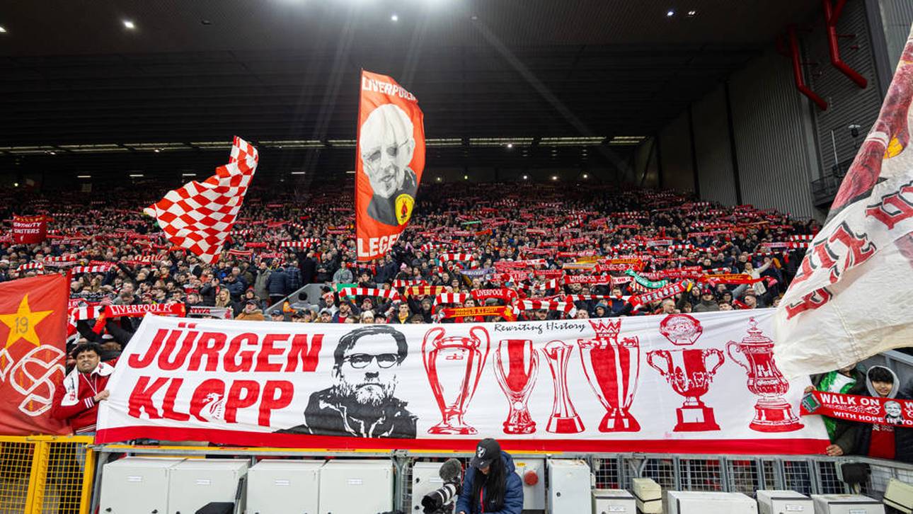 Ein Klopp-Banner der Liverpool-Fans im Januar 2024