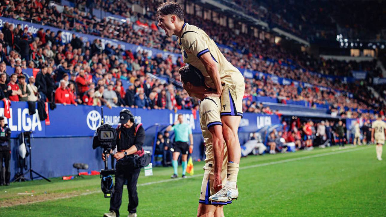 Am Sonntag will der FC Barcelona um Robert Lewandowski (u.) und Fermin Lopez den Meistertitel im Clásico perfekt machen