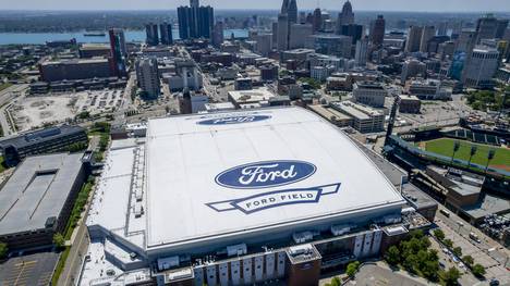 Die Heimstätte "Ford Field" der Detroit Lions, nur eineinhalb Kilometer entfernt vom Tatort