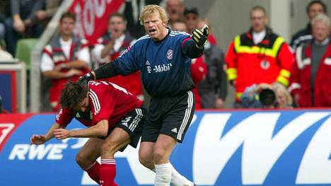 Neben seiner Weltklasse, ist Oliver Kahn auch bekannt für seine Ausraster auf dem Platz: 2004 gibt es die letzte Aktion gegen Werder-Stürmer Miroslav Klose. 