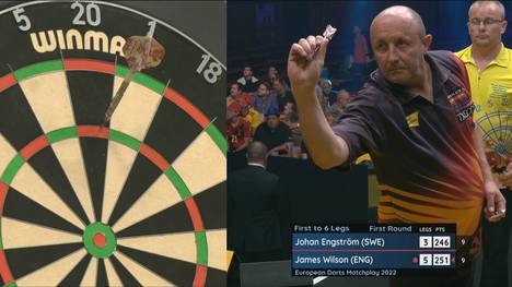 James Wilson übersteht die erste Runde des European Darts Matchplays in Trier. Dabei hilft ihm besonders sein solides Scoring.