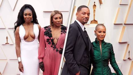 Venus (l.) und Serena Williams stehen im Zentrum des Films "King Richard", für den Will Smith (mit Ehefrau Jada) einen Oscar bekam