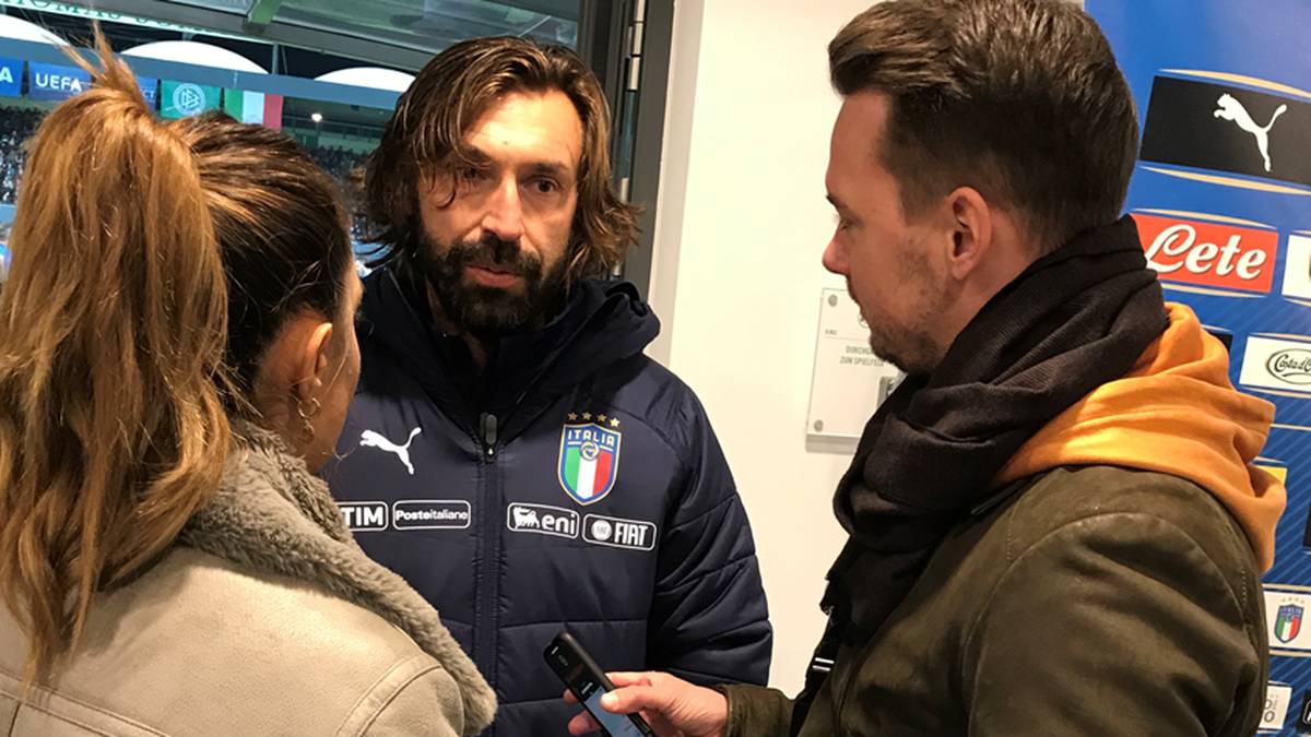 Die SPORT1-Reporter Valentina Maceri und Florian Plettenberg trafen Andrea Pirlo am Rande des Legenden-Spiels zwischen Deutschland und Italien (3:3) in Fürth