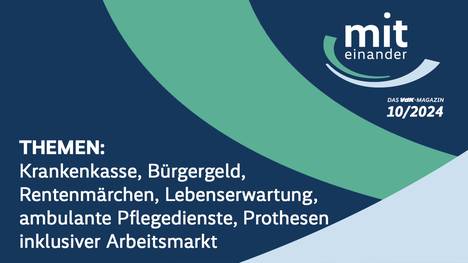 Rente erst mit 70! Mütterrente abschaffen! Höhere Abschläge für Frührentner! Wenn es ans Sparen geht, kommen die meisten Ideen von jenen, die selbst nicht betroffen sind. Und die tatsächlich Betroffenen machen sich Sorgen: Gibt es solche Pläne? In unserer Sendung zeigen wir, wie viel heiße Luft in diesen Forderungen steckt. Außerdem wollen wir Ihnen einen jungen Mann vorstellen, der neuartige Prothesen entwickeln will – weil er selbst darauf angewiesen ist.

Das Sozialmagazin miteinander ist eine der beständigsten Sendereihen im Deutschen Fernsehen. Seit 26 Jahren informiert miteinander Monat für Monat über sozialpolitische Themen, rechtliche Fragen, zeigt Neues aus den Bereichen Gesundheit und Rente, ist generationsübergreifend und wendet sich an Menschen mit und ohne Behinderung gleichermaßen.