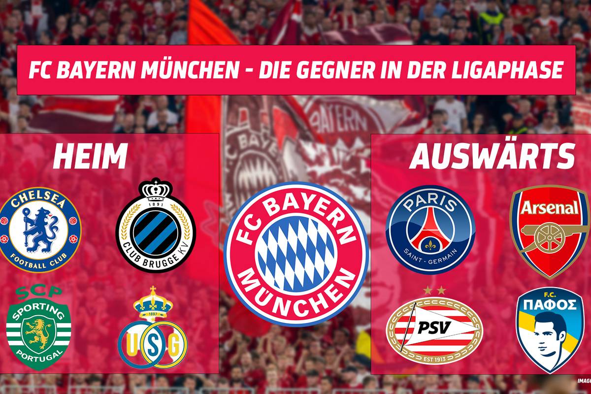 Der FC Bayern München will nach dem Titel in der Champions League greifen - und muss sich doch erst acht Gegnern in der Ligaphase erwehren. Darunter befinden sich zwei große Namen - und ein Urlaubsziel. 