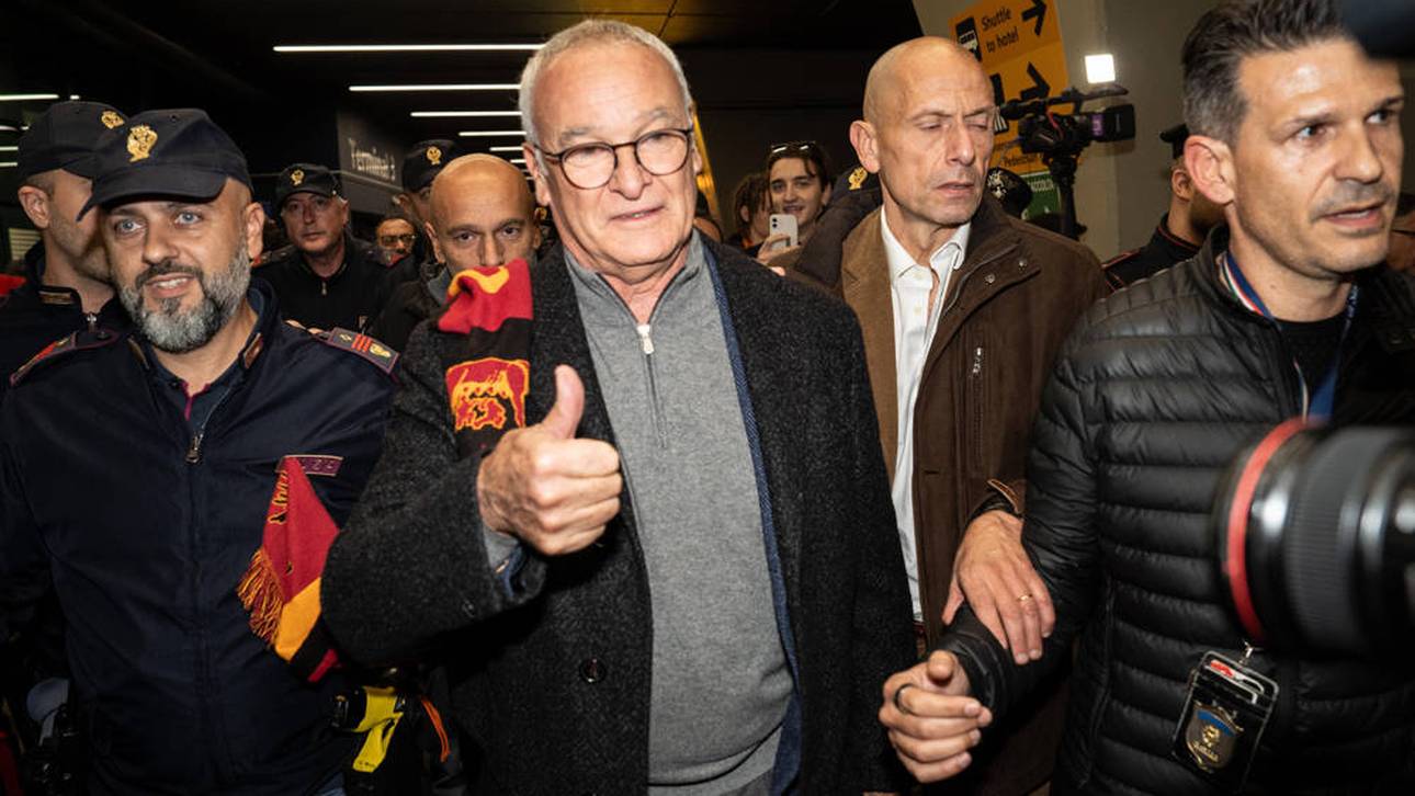 Claudio Ranieri bei seiner Ankunft in Rom nach der Ernennung zum Roma-Trainer