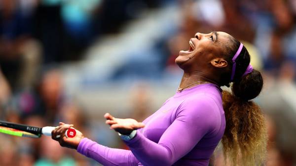 NEW YORK, NEW YORK - SEPTEMBER 07: Serena Williams of the United States reacts during her Women's Singles final match against Bianca Andreescu of Canada on day thirteen of the 2019 US Open at the USTA Billie Jean King National Tennis Center on September 07, 2019 in Queens borough of New York City.   (Photo by Clive Brunskill/Getty Images)