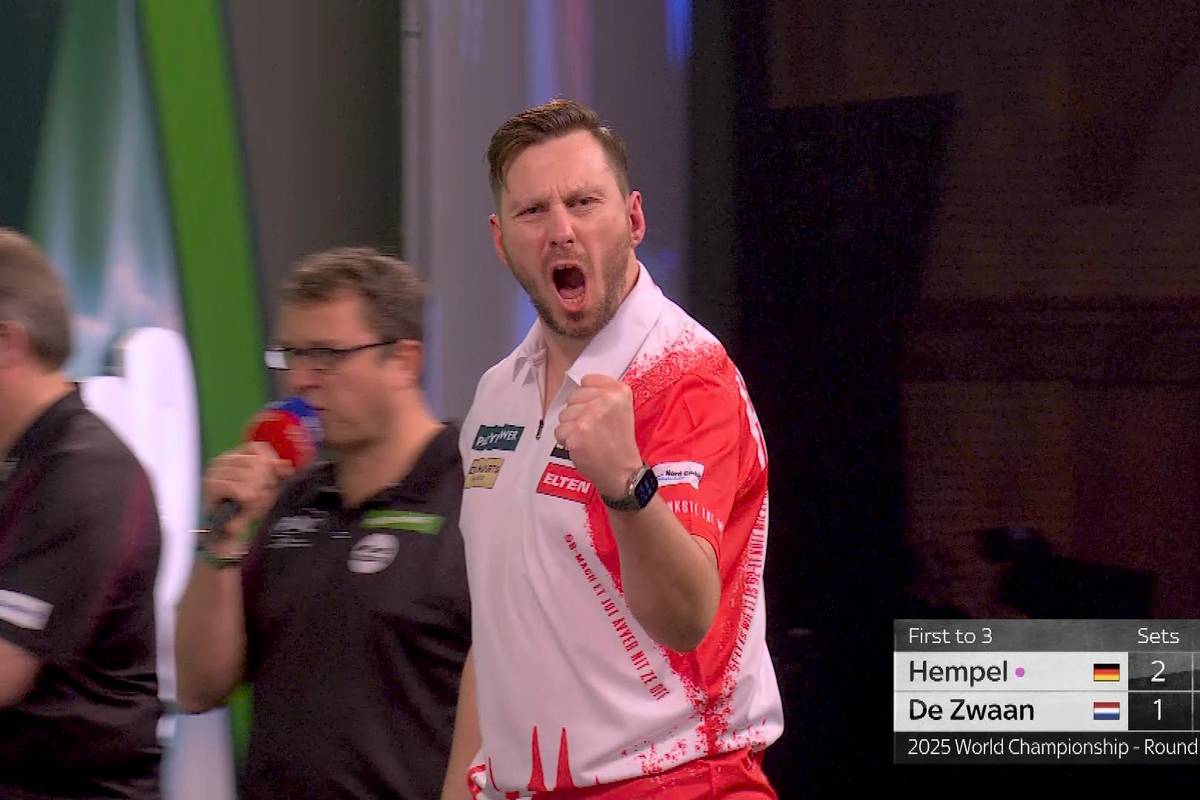 Florian Hempel zeigt in seinem ersten Match der Darts WM 2025 einen starken Auftritt und bezwingt Jeffrey de Zwaan mit 3:1 nach Sätzen. In der zweiten Runde wartet nun Daryl Gurney.