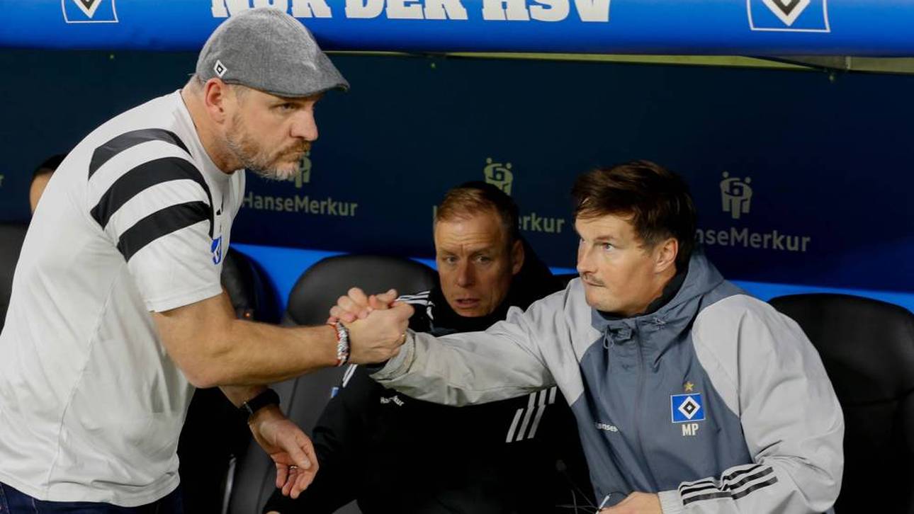 Steffen Baumgart (l.) mit Interimstrainer Merlin Polzin (r.) 