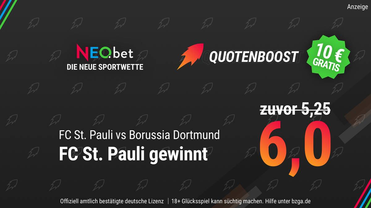 JETZT: 10€ Gratis sichern und Quotenboost 6,0 für St.Pauli Sieg