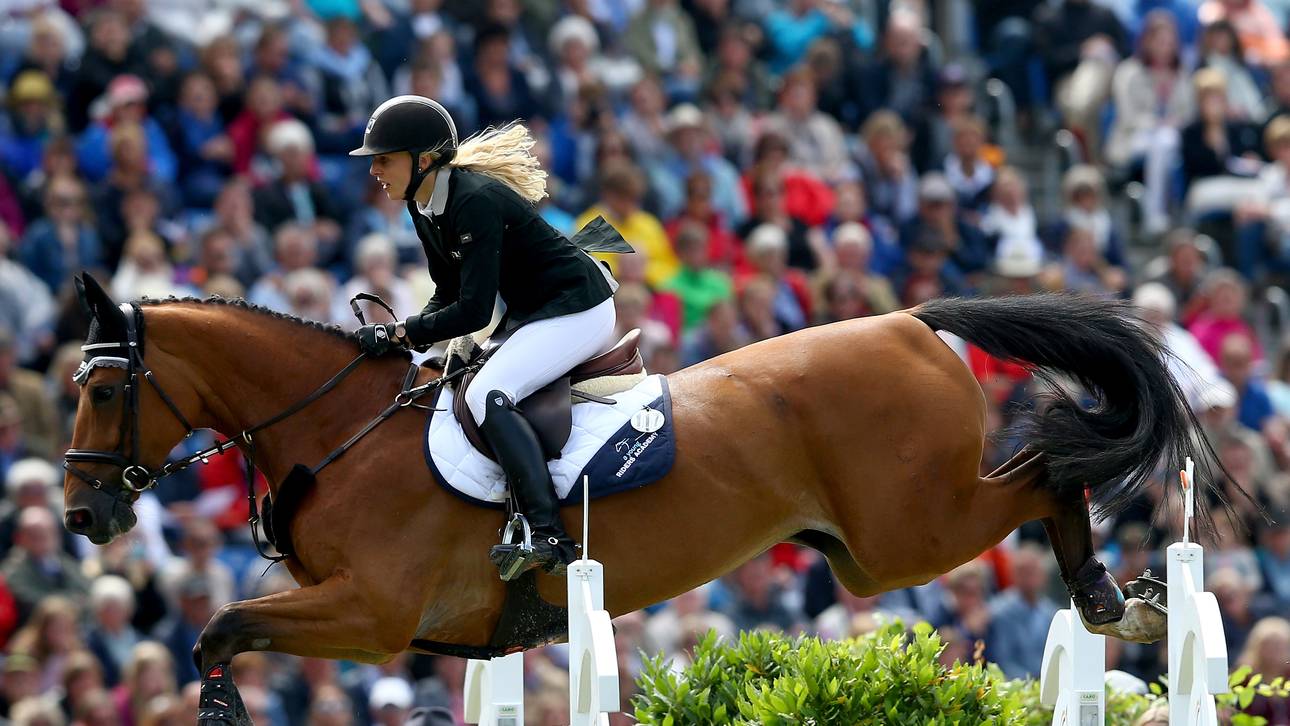 Springreiter auf Medaillenkurs