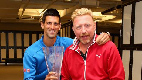 Boris Becker Novak Djokovic (l.) nach dem Titel bei den Miami Open Tennis - Day 14