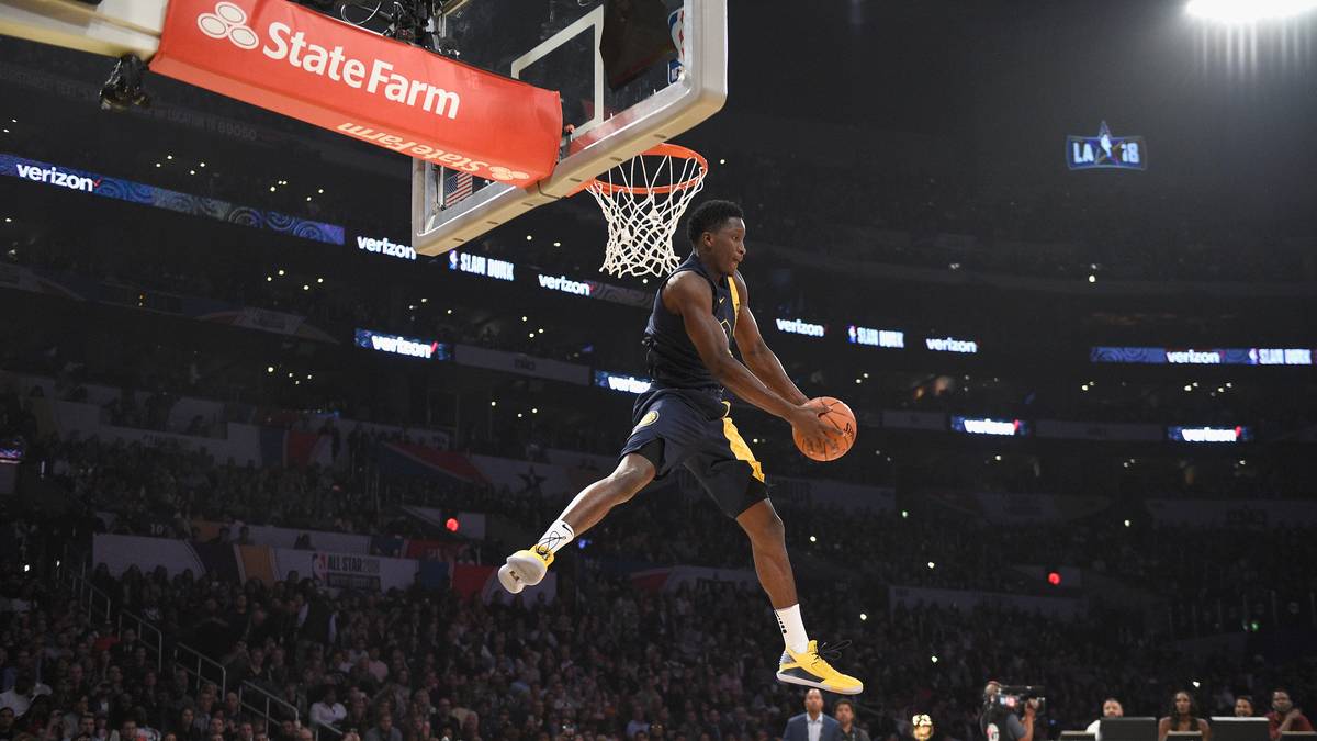 Konkurrent Victor Oladipo scheiterte in seiner ersten Runde bei seinen Versuchen - und erhielt trotzdem 31 Punkte, obwohl er keinen Dunk vollbrachte