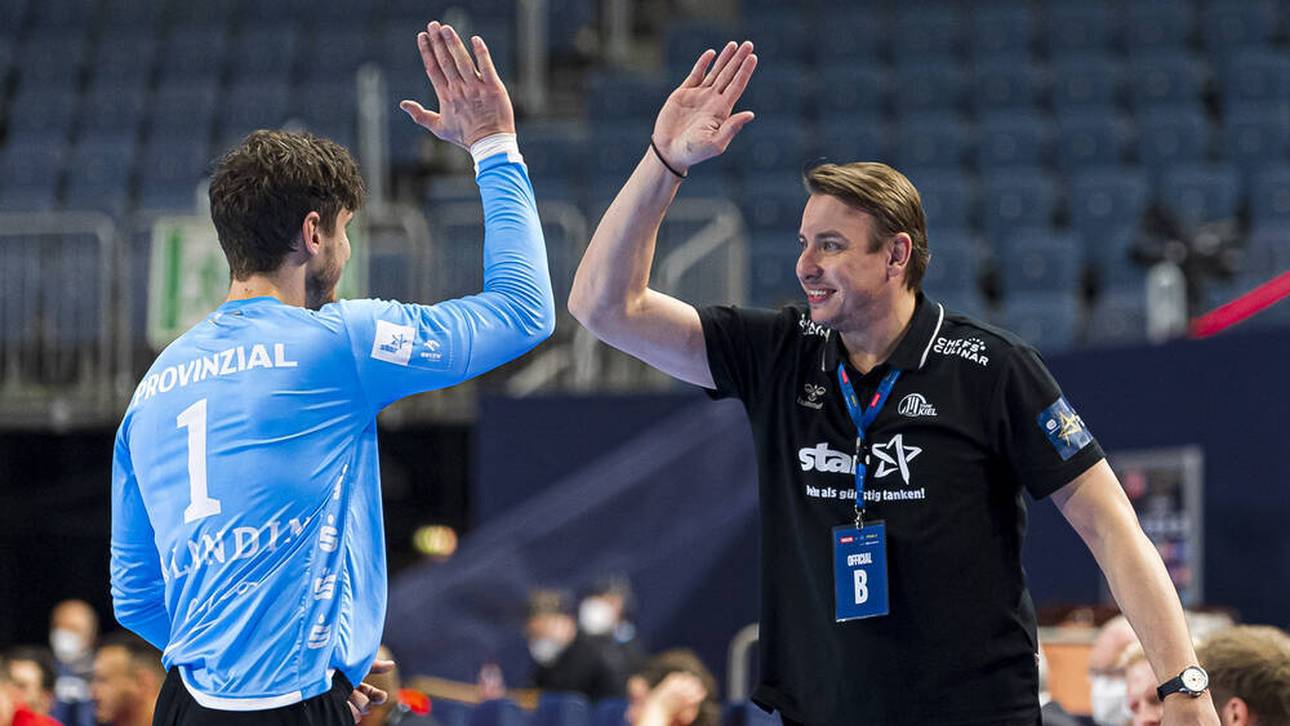 Trainer Filip Jicha (r.) mit Matchwinner Niklas Landin