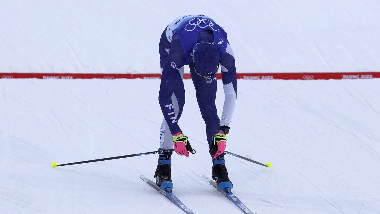 Finnischem Langläufer friert Penis ein