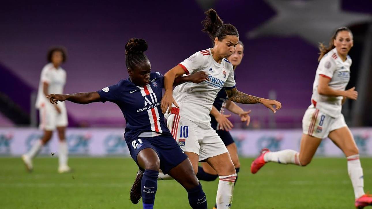 Dzsenifer Marozsan (M.) setzte sich mit Lyon im Halbfinale gegen PSG durch