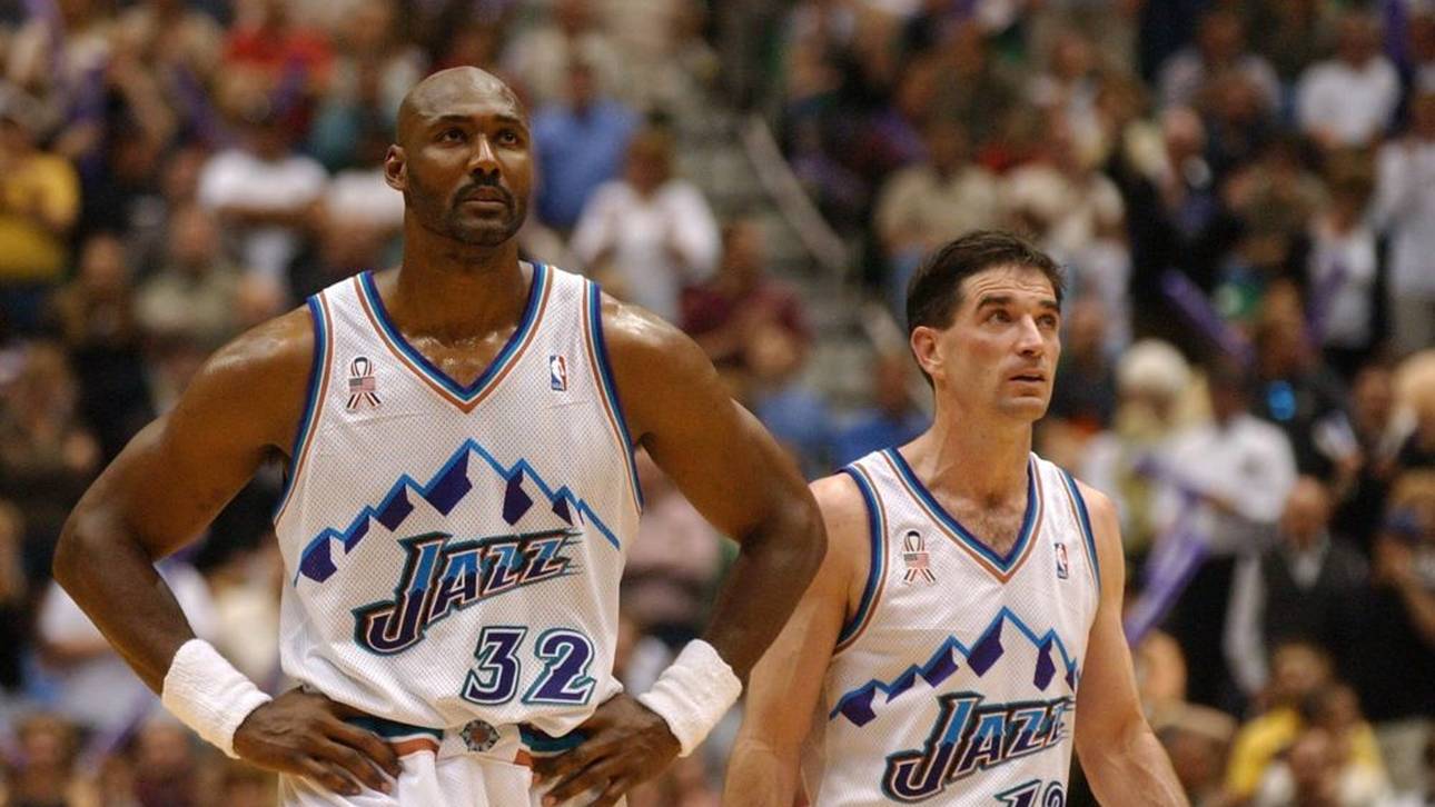Karl Malone (Nr.32) und John Stockton (Nr.12) sind ein legendäres NBA-Duo