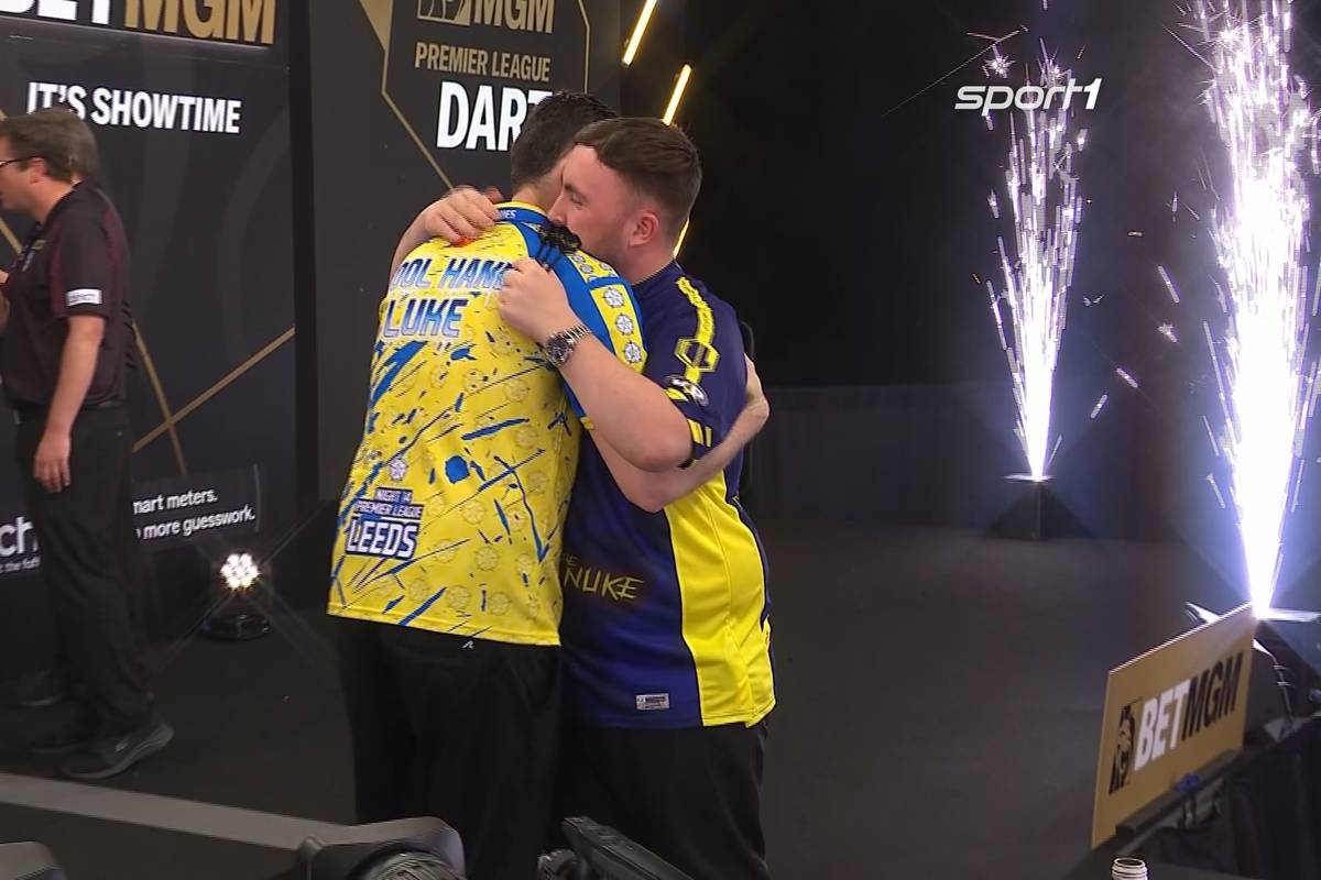 Luke Humphries gewinnt den 14 Spieltag der Premier League of Darts in Leeds gegen Luke Littler im Decider mit 6:5.