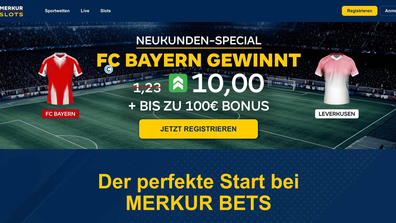 💥 Bundesliga-Hammer: Bayern vs. Leverkusen! Mega-Quote 10,0 bei Merkur Bets auf den fast sicheren FCB-Sieg sichern