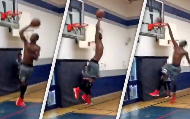 Nba Star Andrew Wiggins Versucht 720 Grad Dunk Im Training