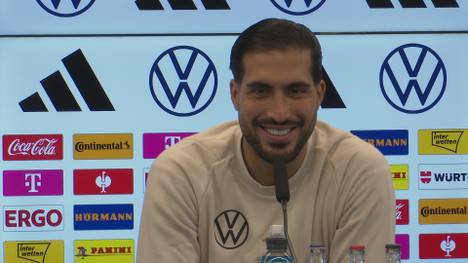 Emre Can zeigte sich auf der Pressekonferenz der Nationalmannschaft in bester Laune. Das fiel auch den anwesenden Journalisten auf.