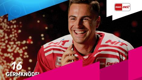 Maxi Kammerer ruft bei einem EV Landshut-Spieler an, um an seine drei Begriffe zu kommen.