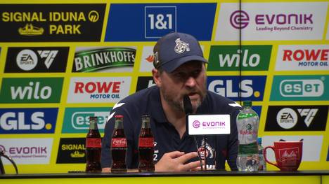 Auf der Pressekonferenz nach dem Bundesligaspiel des 1. FC Köln gegen Borussia Dortmund spricht Steffen Baumgart über seine Spieler Carstensen, Paqarada und Finkgräfe.
